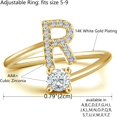 thumbnail image 2 of GHSDFBB Initial Letter Ring for Women Girls Gold Stackable Alphabet Rings with Initial Adjustable Crystal Inlaid Initial Rings Bridesmaid Gift, 2 of 6