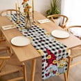 thumbnail image 3 of Gnomes Daisy Table Runner - 36 Inch Long, Kitchen Dining Table Runner Dresser Scarves, Retro Farmhouse Floral Black Buffalo Plaid Farmhouse Decor for Coffee Tables Wedding Party Banquet, 3 of 8