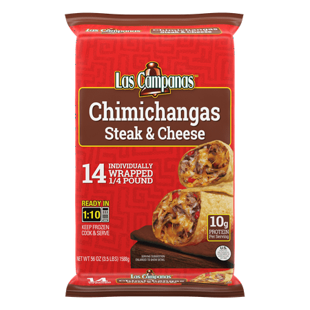 Las Campanas Steak and Cheese Chimichangas, 56 oz, Plastic Film, 14 Count (Frozen)