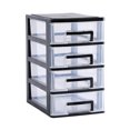 thumbnail image 3 of drawer type storage organizer 4 Layers Transparent Desktop Drawer Type Storage Box Plastic Mini Cosmetics Storage Organizer Sundries Holder (Black and Transparent), 3 of 6