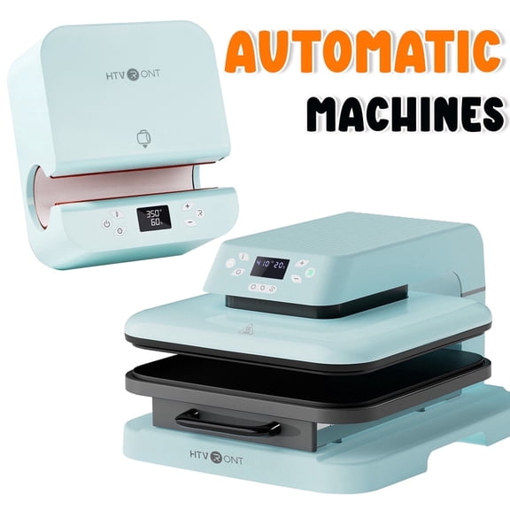 HTVRONT Blue Automatic Heat Press Tumbler Machine & 15"X15" Automatic Heat Press Machine for HTV Vinyl Bundle