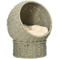 thumbnail image 2 of PawHut Elevated Cat Bed 1-Stage Cozy Wicker Cat Bed with Soft Cushion, Herbal Gray, 2 of 9
