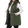thumbnail image 4 of Agnes Orinda Women's Plus Size Quilted Long Vest Hooded Zip up Puffer Jacket with Pockets 2X Army Green, 4 of 6