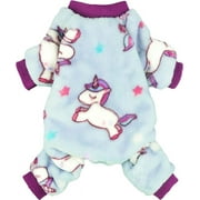 Fitwarm Unicorn Pet Clothes for Dog Pajamas Coat Cat PJS Jumpsuit Soft Velvet Purple XXL