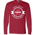 thumbnail image 3 of Inktastic Heart Health Awareness Month February with Red Ribbon Badge Long Sleeve T-Shirt, 3 of 5