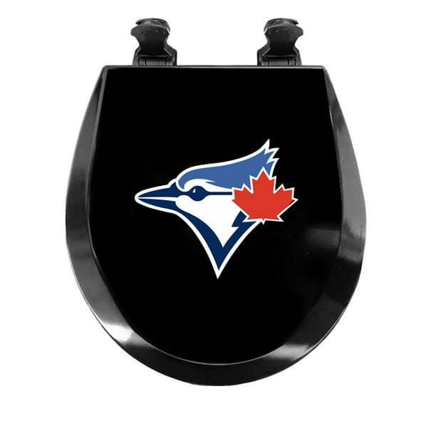 Black Round Molded Wood Toilet Seat Featuring Your Choice Of A Baseball Team Logo Vinyl Decal On The Top Of The Toilet Seat Lid Blue Jays Walmart Com Walmart Com