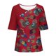 thumbnail image 1 of Tops Florales para las Mujeres Impreso Suéter Cuello Redondo Manga Corta, Ligero Y Casual Tops Cortos para las Mujeres, 1 of 5