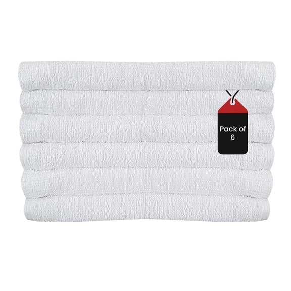 SupremePlus Lightweight Absorbent 24" x 48" Cotton Blend Bath Towels, White 6 Count