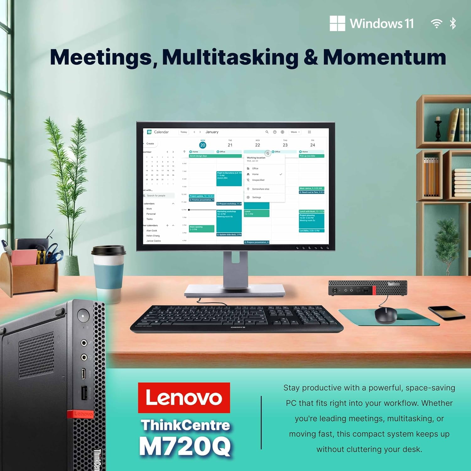 Restored Lenovo ThinkCentre M720Q Windows 11 Pro Micro PC