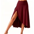 thumbnail image 3 of IFNWSV Plus Size Skirt,Solid Color High Waist Irregular Ruffle Split Hem Long Skirt Elegant Drape Casual Style,Skirts for Women Trendy Red 5XL, 3 of 6