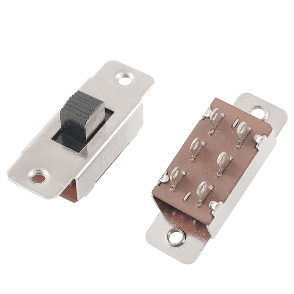 Uxcell 5 Pcs On/Off/On 3 Position DPDT 2P3T PCB Panel Slide Switch 6A/125V 3A/250V AC