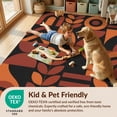 thumbnail image 4 of Design&I 8'x10' Washable Area Rug Sleek Flatweave Pet Friendly Orange Black Geometric Retro Design Bold Abstract with Leaf Motifs for King Size Bedroom, Under Bed, 4 of 7