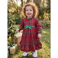 thumbnail image 5 of Cjfdfy Toddler Little Girls Christmas Nightgowns Outfit Holiday Plaid Dress With Red Ribbon Bow Ruffle Long Sleeve Pajamas Cute Kids Christmas Fall Winter Outfit, 5 of 9