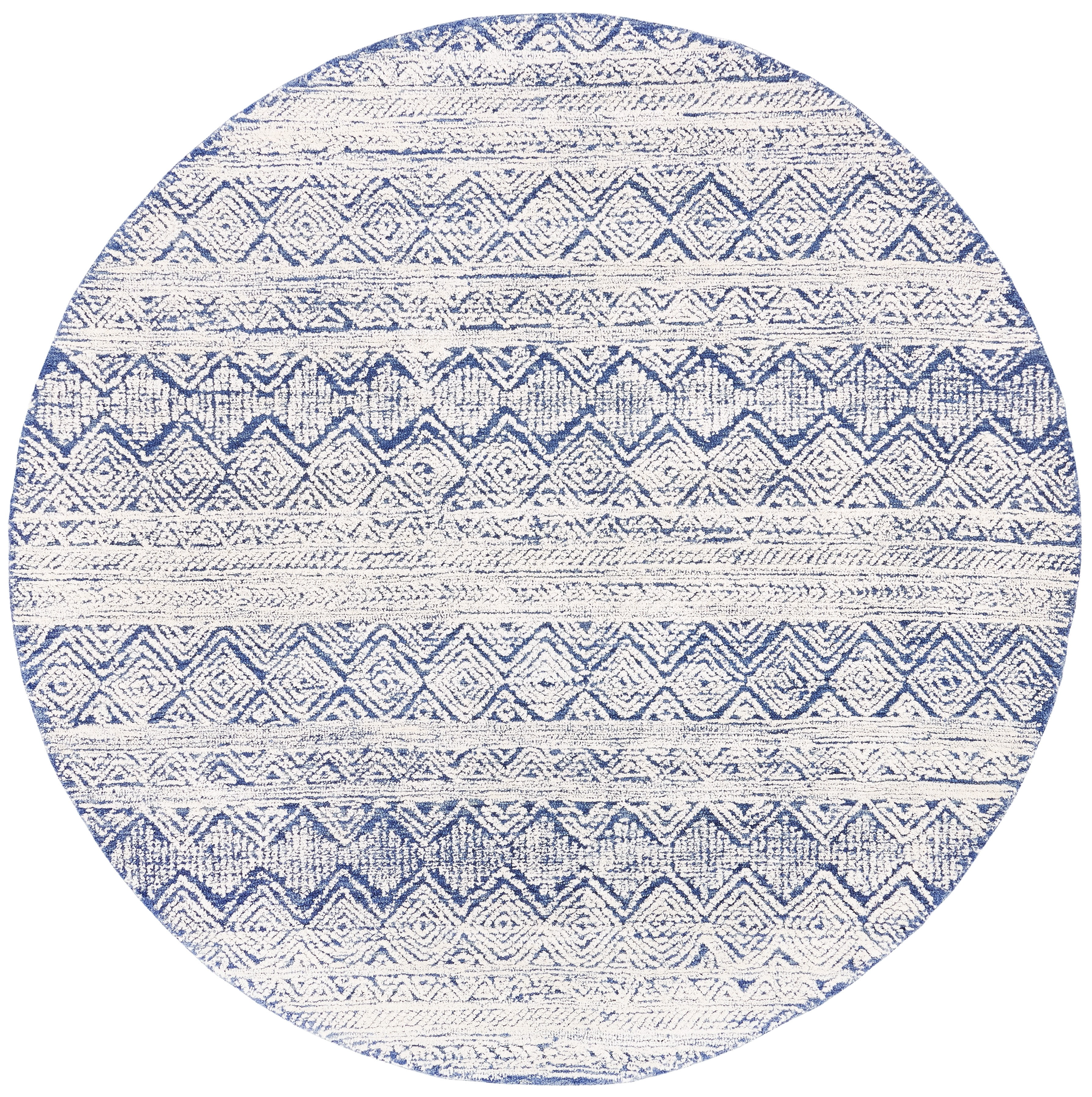 SAFAVIEH Abstract Alexandrena Southwestern Area Rug, Blue/Ivory, 6' x 6' Round