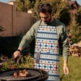 thumbnail image 4 of Blue and Orange Geometric Boho Pattern Apron-Garden Aprons for Women with Pockets-Cotton Linen Waterproof Kitchen Cooking Gardening Aprons Adjustable for Kitchen,Cooking,BBQ and Salon 33x27 Inch, 4 of 7