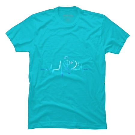 

Music Clef Heart Heartbeat Treble Bass Key Choir Band Mens Ocean Blue Graphic Tee - Design By Humans XL