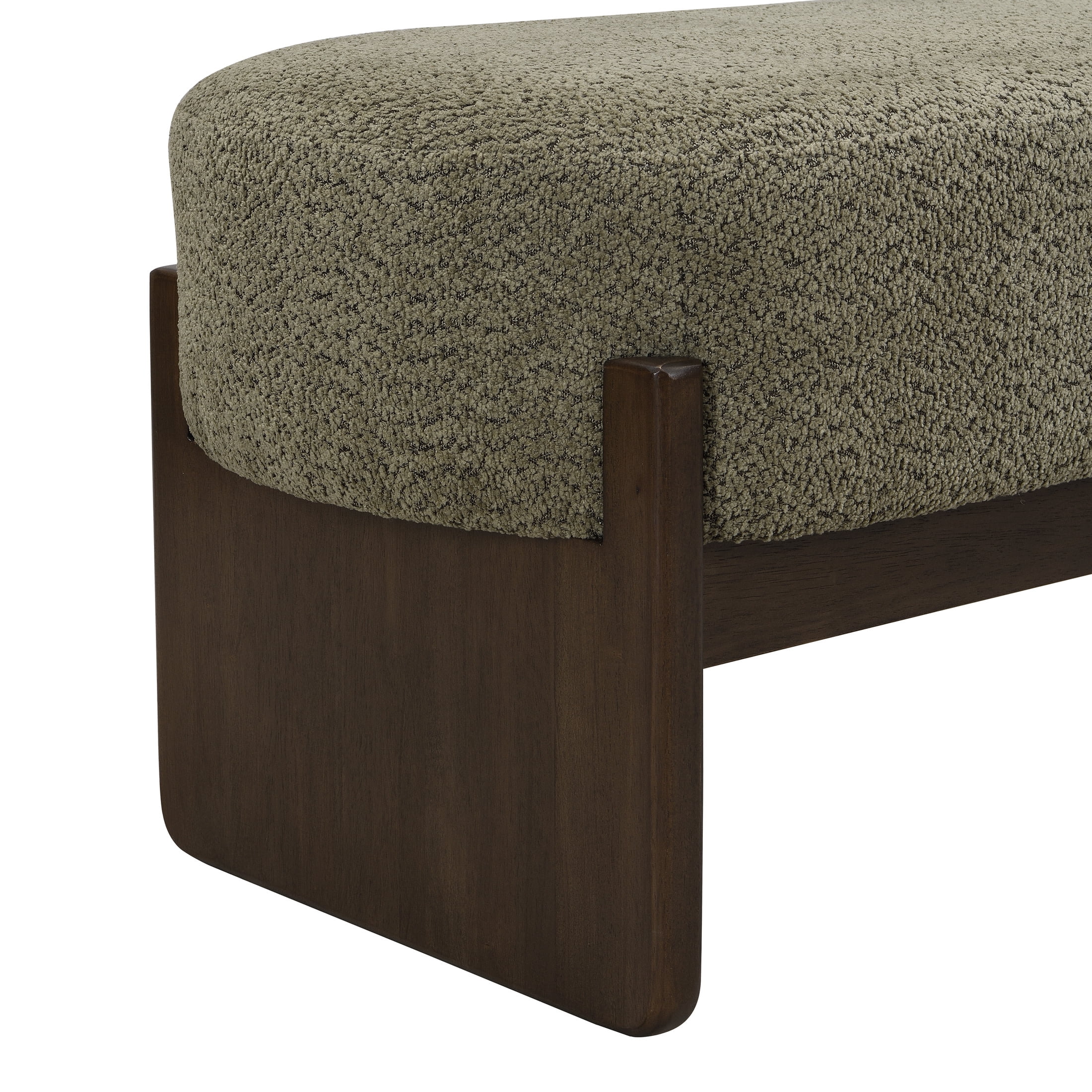 Christopher Knight Home Loop Yarn Rectangle Ottoman Bench with Brown Wooden Legs and Dark Green Upholstered