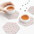 thumbnail image 7 of Lsque Cute ribbons set Pattern 4" Drink Coasters Set of 6, Leather Absorbent Coasters, Table Coaster Set Decorative Coffee Cup Coasters Housewarming Gift,Hexagon, 7 of 7