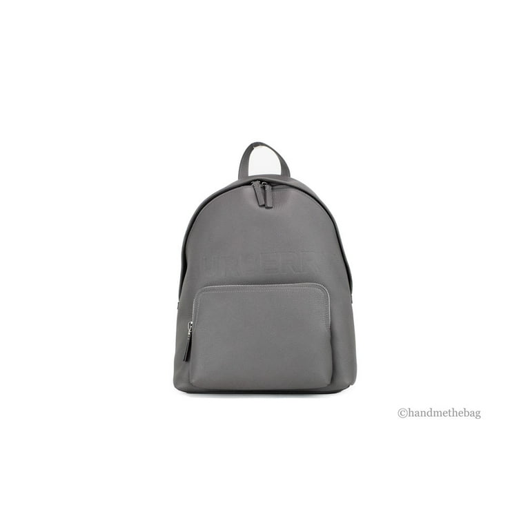 Burberry Abbeydale Branded Charcoal Grey Pebbled Leather Backpack