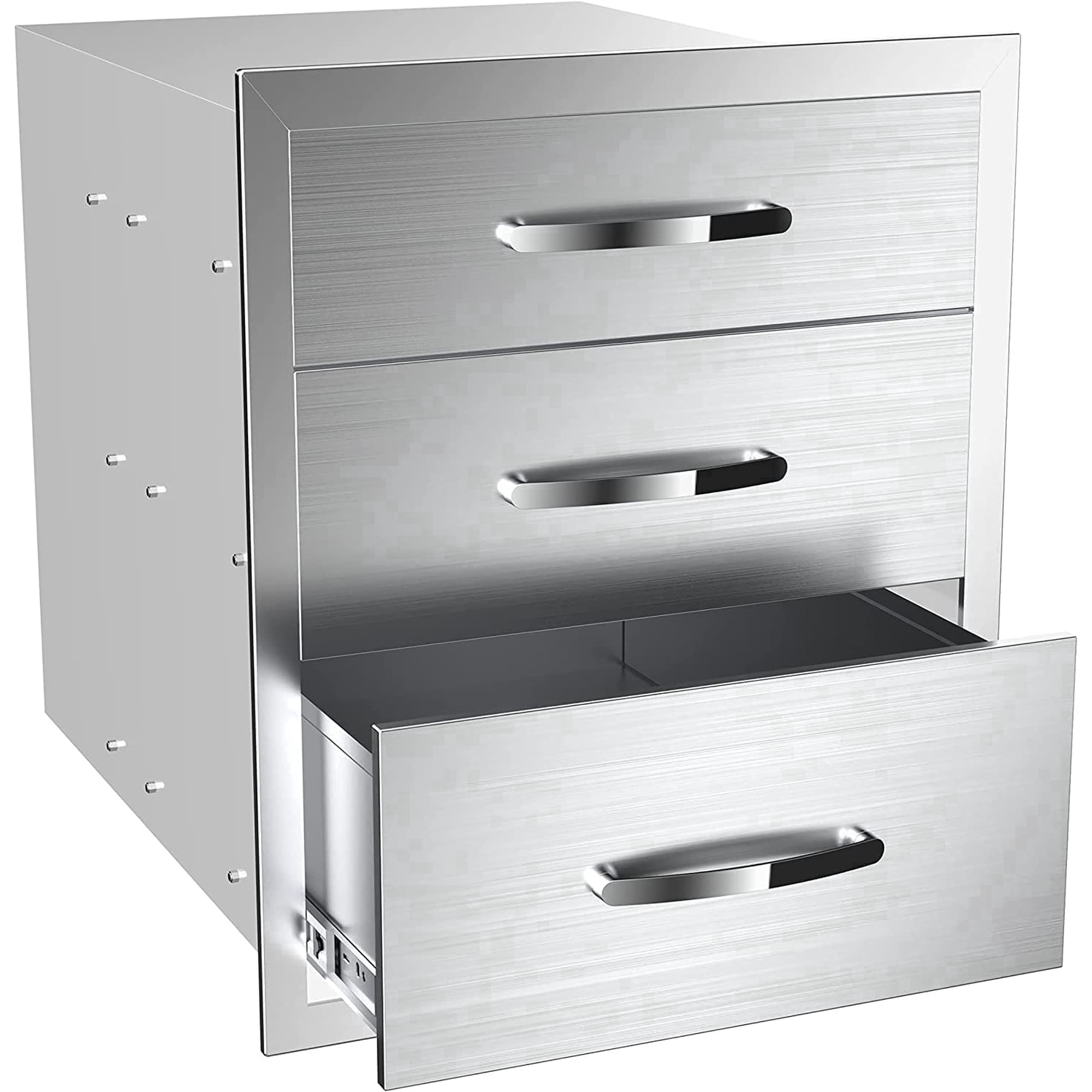 RIGMEC Outdoor Kitchen Drawers 14W x 21H x 23D Inch, Flush Mount Access BBQ Island Drawers for Outdoor Kitchens or Patio Grill Station