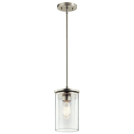 

Kichler Crosby Contemporary 1 Light Brushed Nickel Mini Pendant Light with Clear Glass