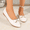 White, variant on Women's Bow Knot Pointed Toe Flats, White, Rhinestone Decor Casual Slip-On Loafers