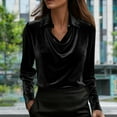 thumbnail image 2 of JSKUMAR Women's Velvet Cowl Neck Tops Casual Long Sleeve Dressy Shirts Vintage Elegant Tunic Blouses Holiday Party Outfit (Black,XL), 2 of 7