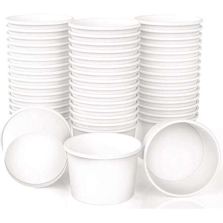 Ice Cream Paper Cups 4 oz Frozen Yogurt Cup White Dessert Bowls Frozen Dessert Supplies Pack of 50
