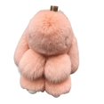 thumbnail image 2 of Llavero de Coche Nuevo Hecho a Mano Suave Conejo Pompom Encantos Conejo Llavero de Coche Colgante Eterna Flor Bola Linda Llavero, 2 of 5