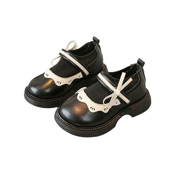 Celivon Kids Toddler Sandals Girl Leather Shoes Spring Autumn Mary Jane Shoes Lace Sock Boots Black Soft Soled Leather Shoes 4.5-5 Years