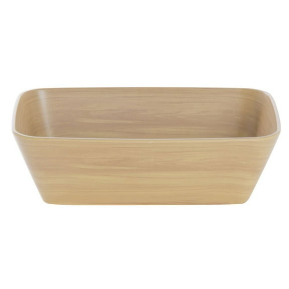 HUBERT® Serving Bowl Light Brown Wood Bowl Soft Square - 10 1/2" L x 6 1/2" w x 3 1/10" H