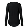 thumbnail image 4 of TWZH Women Solid Color Cross V Neck Scoop Hem Long Sleeve Top, 4 of 4