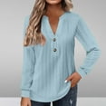 thumbnail image 2 of ShomPort Women's Buttons V-Neck Long Sleeve Casual T-Shirt Solid Color Tunic Top Dressy Blouse, 2 of 6