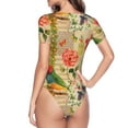 thumbnail image 4 of Easygdp Vintage Bird Women's One-Piece Swimsuit Slim Fit Crew Neck Bodysuit Athletic Swimwear with Concealed Buckle - Large, 4 of 9