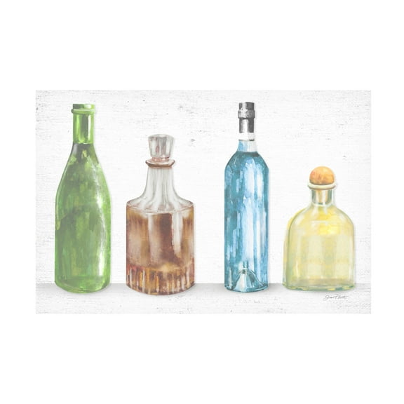Canvas Wall Art - Jean Plout 'Glass Bottles B' Wall Art for Living Room, Bedroom, or Office Décor by Trademark Fine Art - 19 x 12 Inches