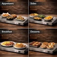 thumbnail image 5 of OVENTE Electric Warming Tray with Adjustable Temperature Control, Compact Food Warmer & Server for Buffets, Parties, Events, and Dinners, Cool-Touch Handles, Stainless Steel, Silver FW170S, 5 of 7