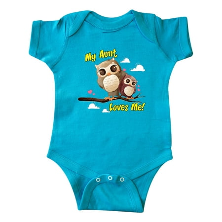 

Inktastic My Aunt Loves Me Owl Gift Baby Boy or Baby Girl Bodysuit