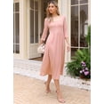 thumbnail image 4 of DARING DIVA Women's Casual Midi 3/4 Sleeves Square Neckline Dress XS Pink, 4 of 6