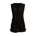 thumbnail image 4 of WAYUTE Womens Shorts Set Casual Summer Outfit Sleeveless Ruffle V Neck Tank Top and Shorts Classic Solid Color Breathable Outfit Sets, 4 of 4
