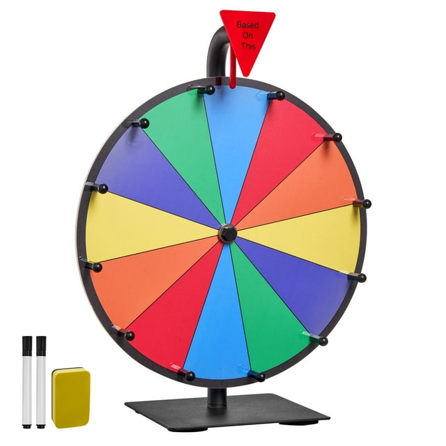 VEVOR Roue Tournante de 12 Po pour Prix, Roue Tournante à 12 Emplacements avec Support, Roulette de Table pour Gagner de la Fortune avec Effacement à Sec et 2 Marqueurs, 6 Couleurs, Assemblage Facile, pour Fêtes, Pub, Salon Professionnel, Carnaval, Événements