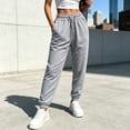 thumbnail image 2 of GZMOALH Women's Waffle Knit Jogger Pants, Elastic Waist with Side Pockets and Tapered Cuffs for Casual Daily Wear, 2 of 6