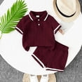 thumbnail image 2 of WUANDIXFA Toddler Baby Boys Clothes Summer Outfits Polo Shirt Shorts Set 2Pcs Boys Clothing Sets 12 Month-5T (Wine, 9-12 Months), 2 of 7