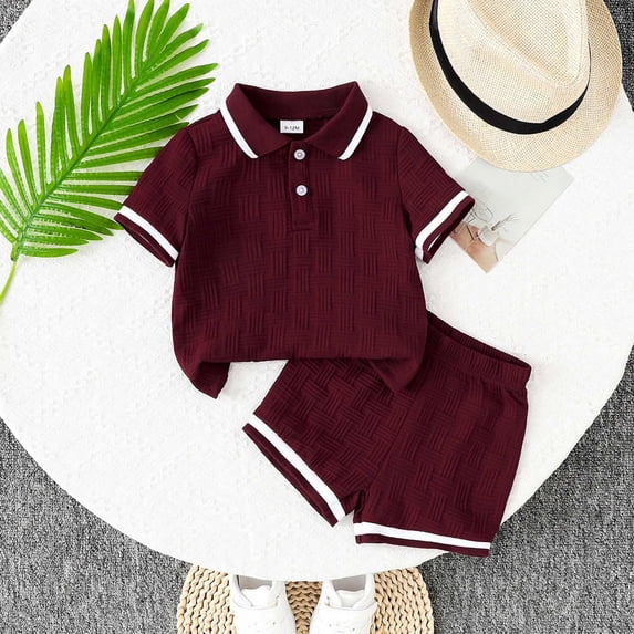 Linfrsh Baby Girls' Clothing Baby Girl Summer Clothes Short Sleeve Pocket T-Shirt and Pants Set for Toddler Infant Girls(Wine,12-18 Months)
