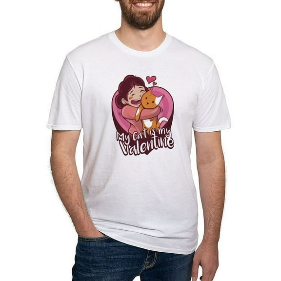 CafePress - My Cat Is My Valentine T Shirt - Fitted T-Shirt, Vintage Fit Soft Cotton Tee