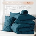 thumbnail image 6 of Davulos Full Size Comforter Sets with Sheets Deep Teal,7 Pieces Pintuck Bed in a Bag Full Bed Set for Man Women Pinch Pleat Bedding Set All Season, 6 of 8
