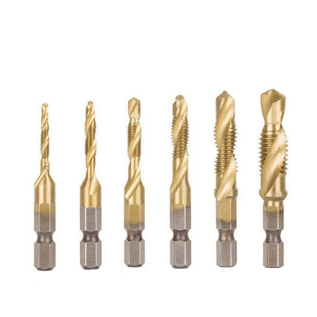 Ounissouiy Vástago hexagonal Chapado en titanio HSS Tornillo Rosca Broca Tornillo Máquina M3 M5 M6 M8 M10 Herramienta de mano Conjuntos de muebles de dormitorio Ounissouiy HA019765-00