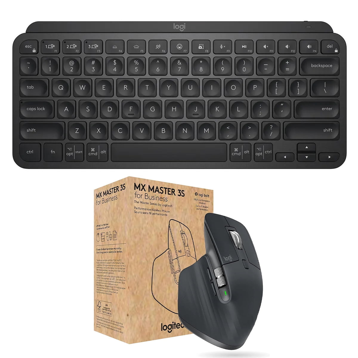 Logitech MX Keys Mini Wireless Keyboard with MX Master 3S Mouse, Black