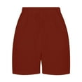 thumbnail image 5 of YUGYXL Women's Cotton Linen Pants Drawstring Stretch Waist Comfy Short Pants with Pockets Dressy Shorts Brown XXL, 5 of 7