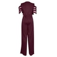 thumbnail image 7 of SELONE Plus Size Jumpsuits for Women Casual Short Wide Leg Pants Ladies Travel Comfortable Vacation Flowy Rompers Womens Jumpers and Rompers Casual Fashion Solid Color Mesh Short Sleeve Wine L, 7 of 7