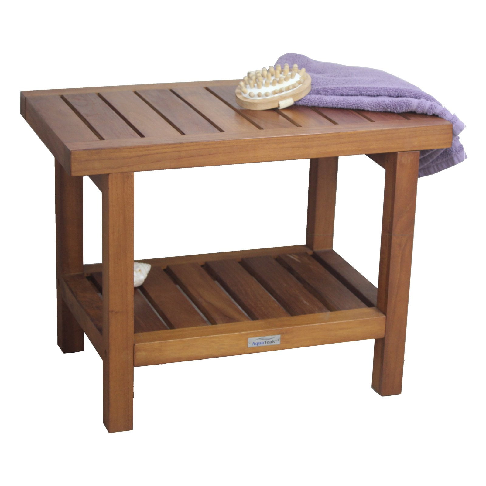 Aqua Teak Spa Bench with Shelf 24 in. Wide